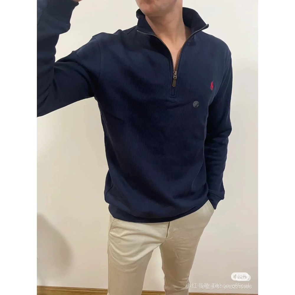 老錢風 Ralph Lauren 經典半拉鍊針織衛衣 男女同款-細節圖6