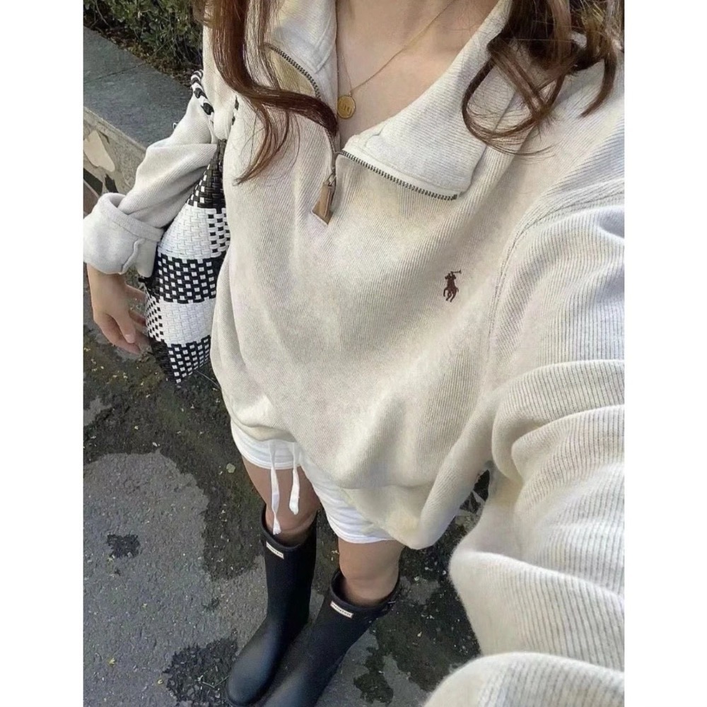 老錢風 Ralph Lauren 經典半拉鍊針織衛衣 男女同款-細節圖8