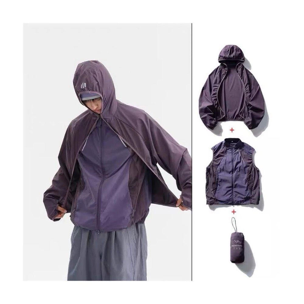 騎行黨狂喜#【一衣兩穿/可拆卸】三合一組合 輕便速乾透氣  山系戶外徒步 馬甲外套 防曬衣騎行服-細節圖9