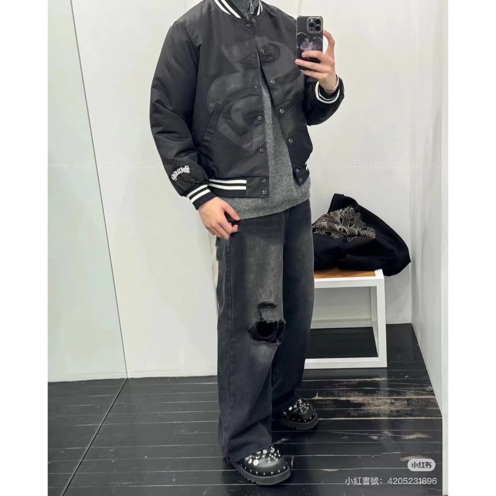 STUSSY  王炸爆款 春秋季新款胸前經典大logo皮標 STADIUM棒球服外套-細節圖4