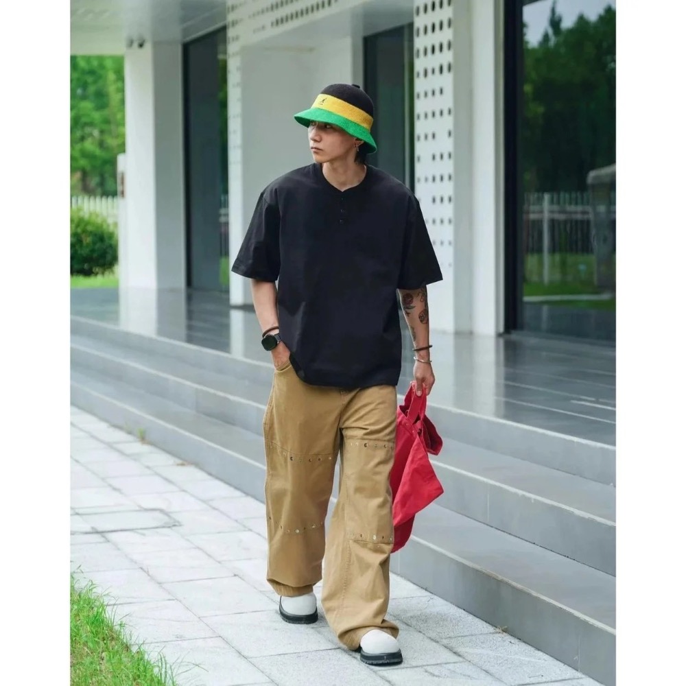 亨利衫！內搭界的”掃地僧”#【打底天花板系列】高品質 亨利領 索羅娜250克重純色老錢風 短袖T恤 男女款-細節圖2