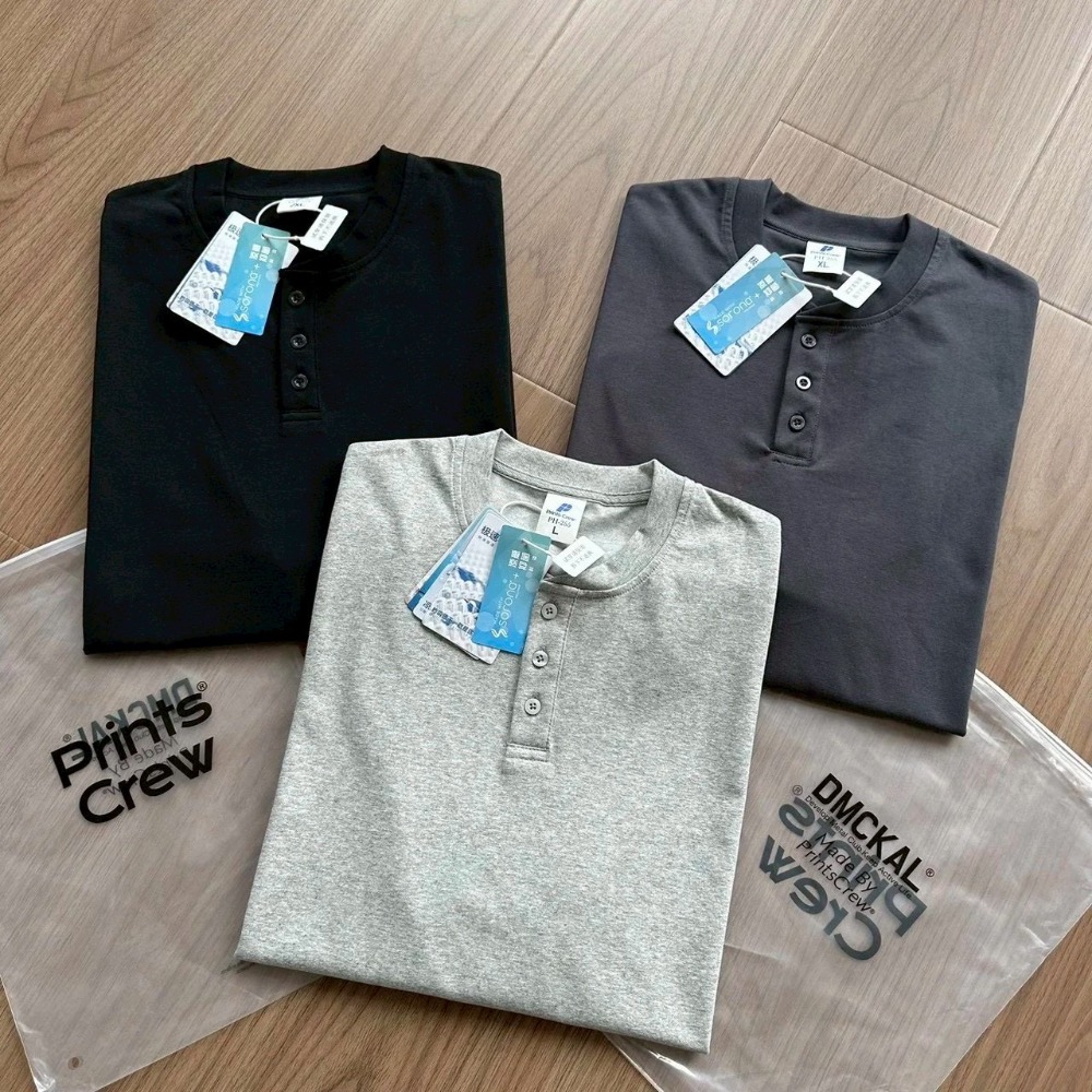 亨利衫！內搭界的”掃地僧”#【打底天花板系列】高品質 亨利領 索羅娜250克重純色老錢風 短袖T恤 男女款-細節圖6