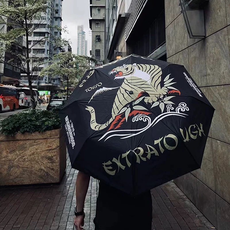 NEIGHBORHOOD NBHD黑色自動按鈕折疊短柄太陽雨傘一鍵伸縮-細節圖2