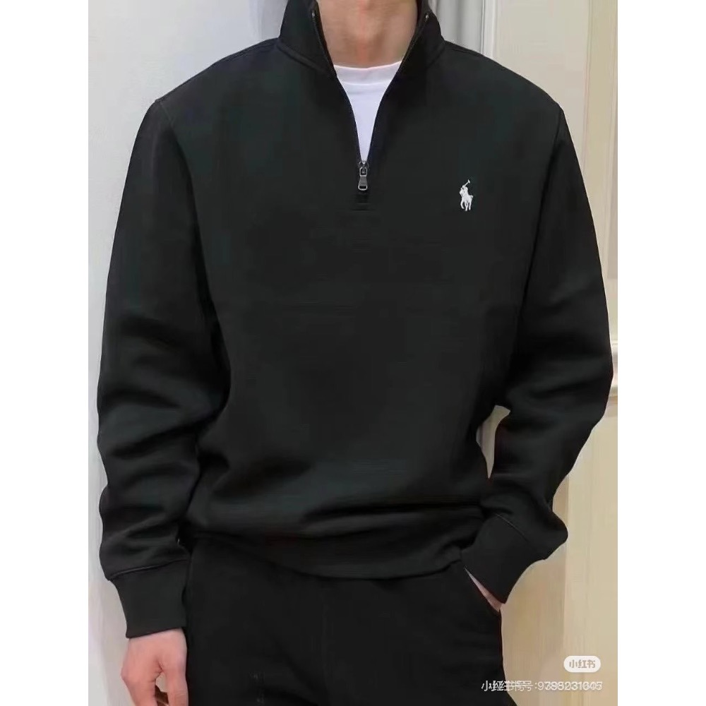 Ralph Lauren polo刺繡小馬標半拉鍊高領長袖針織衛衣-細節圖3