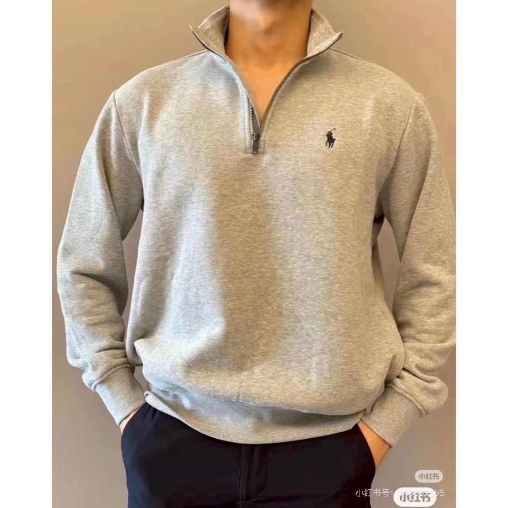 Ralph Lauren polo刺繡小馬標半拉鍊高領長袖針織衛衣-細節圖4