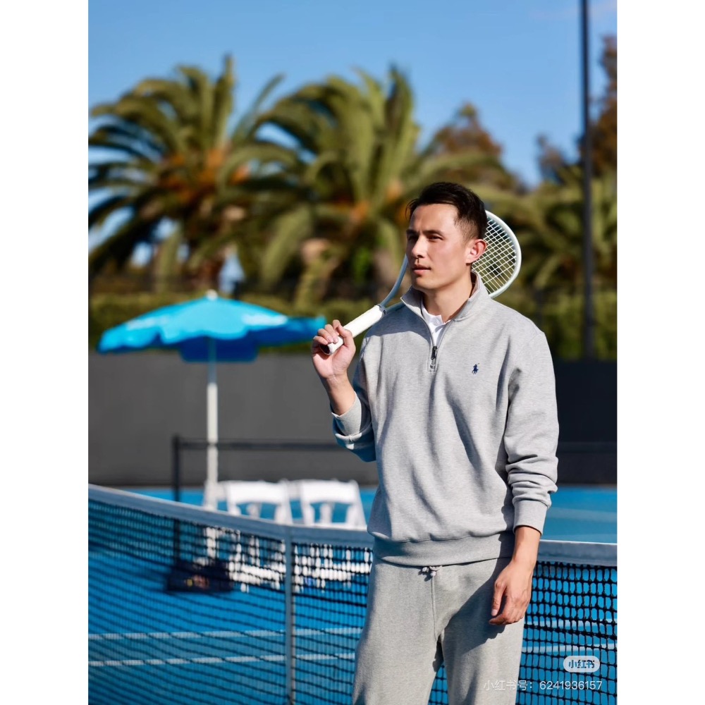 Ralph Lauren polo刺繡小馬標半拉鍊高領長袖針織衛衣-細節圖5