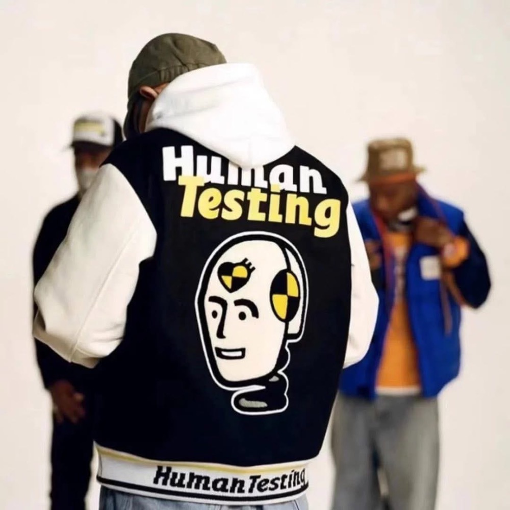Human Made x ASAP Rocky Human Testing聯名 毛呢皮袖棒球服棉衣棉服夾克外套 男女同款-細節圖3
