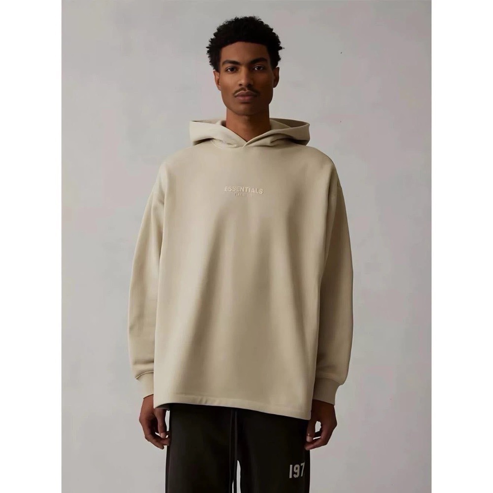 特惠福利#【莫蘭迪系列】FOG Essentials 硅膠字母小Logo印花 直筒版型 連帽加絨衛衣 男女款-細節圖3