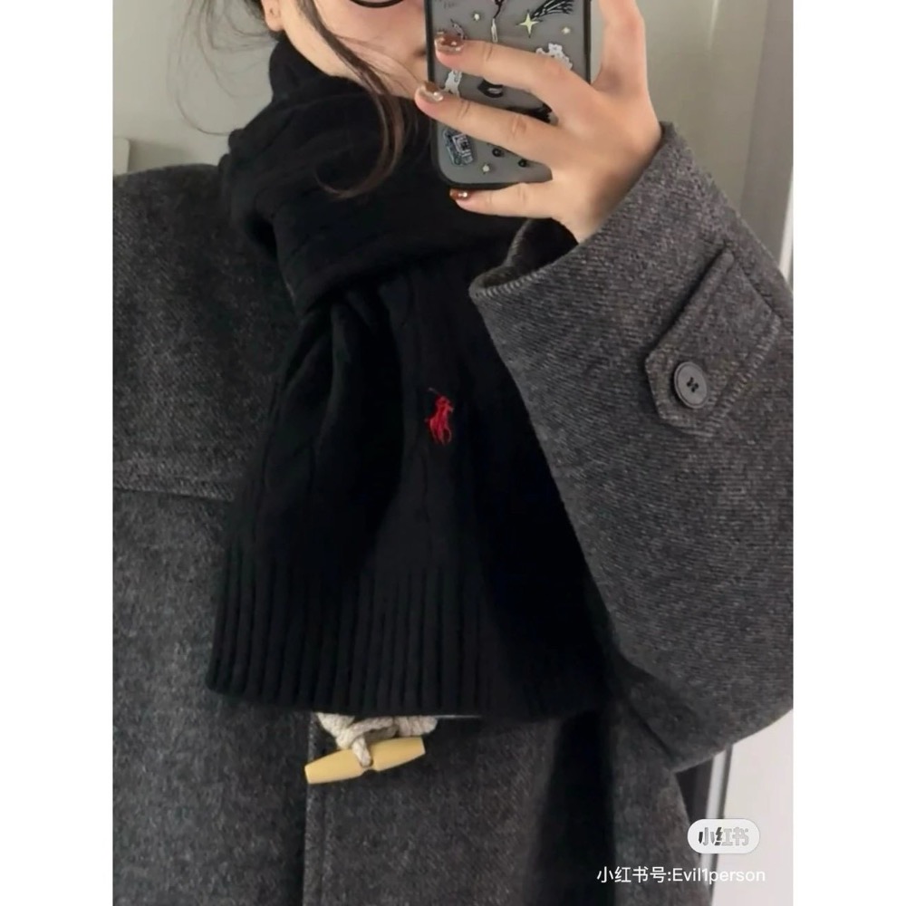 #【跑量福利】ralph Lauren小馬刺繡Logo 基  礎百搭 針織麻花圍巾 男女同款-細節圖5