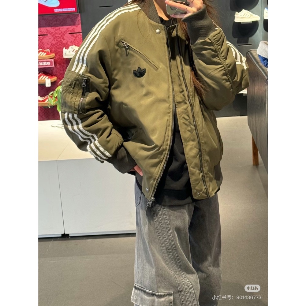 adidas originals FWJacket Padded 系列款飛行員運動寬松休閒棉服外套男女同款-細節圖3