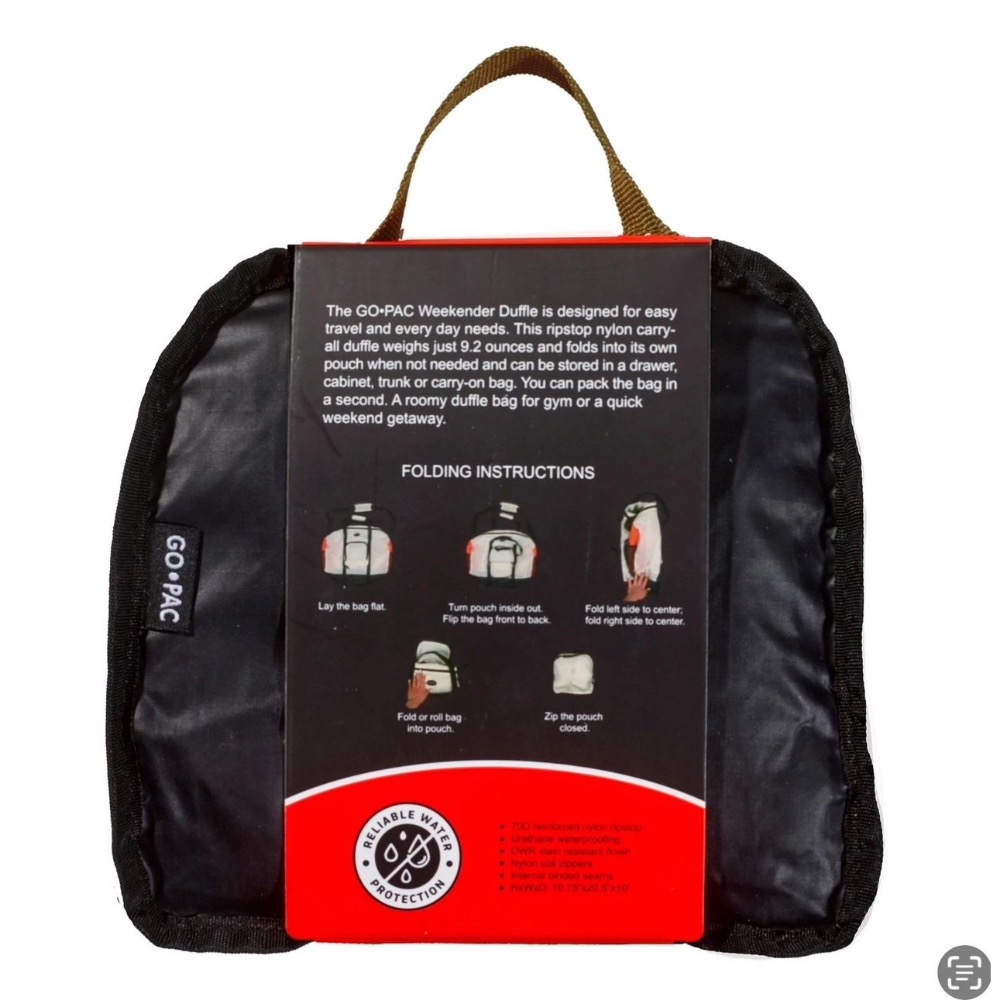 官網同步在售48美金！！全新正品GO.PAC 超大容量防撕裂尼龍隨身可折疊收納行李袋，行李包 軍用級織帶！-細節圖4