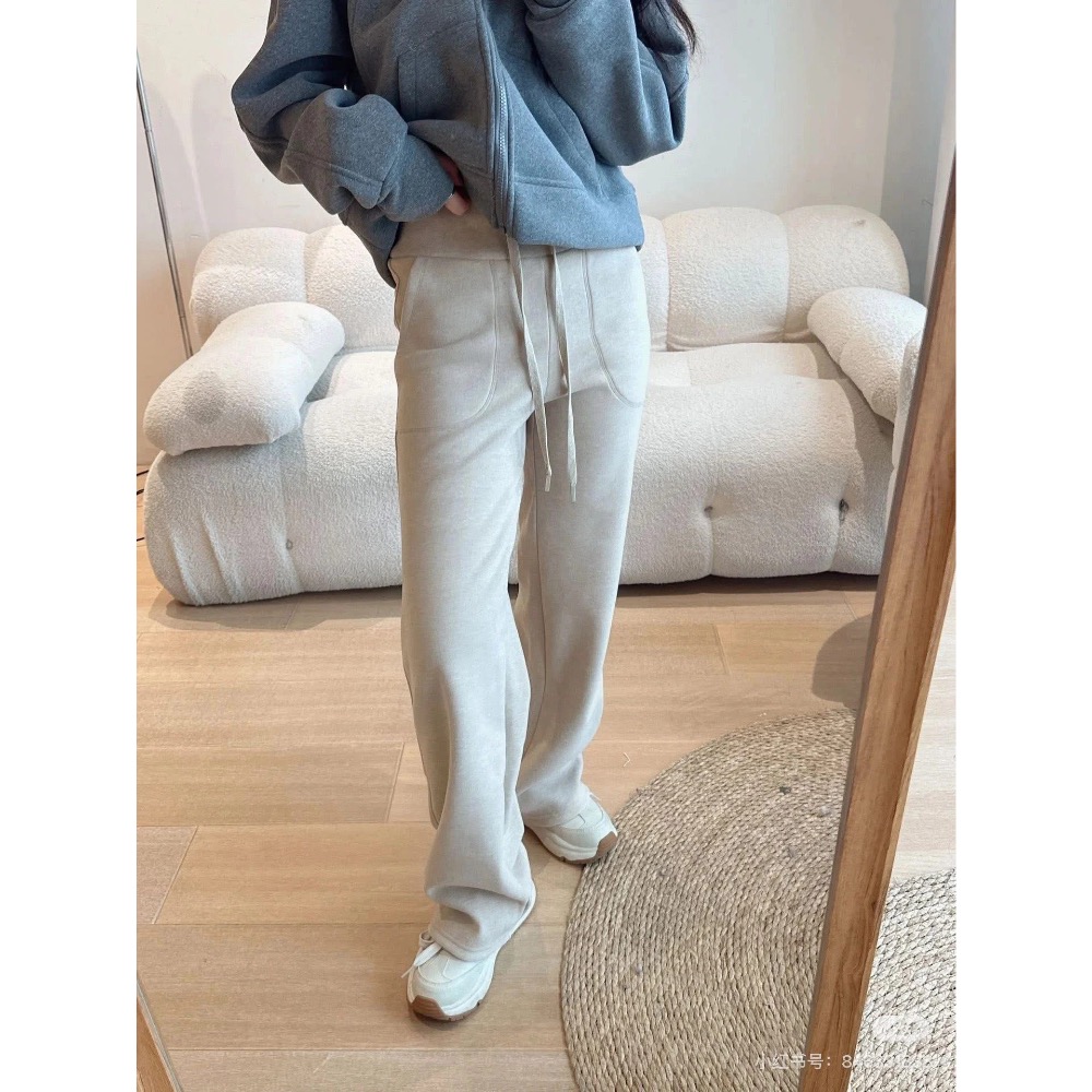 Lululemon 一條過冬 女士羊絨闊腿褲 秋冬百搭顯瘦直筒闊腿長褲-細節圖3