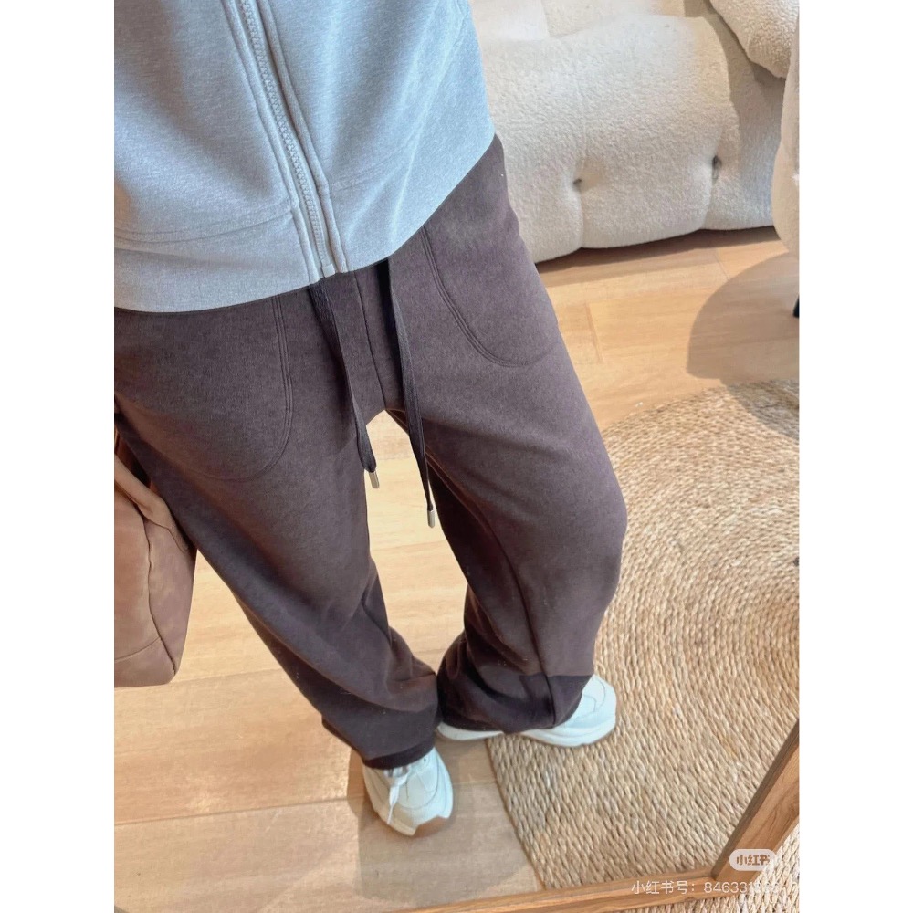 Lululemon 一條過冬 女士羊絨闊腿褲 秋冬百搭顯瘦直筒闊腿長褲-細節圖4