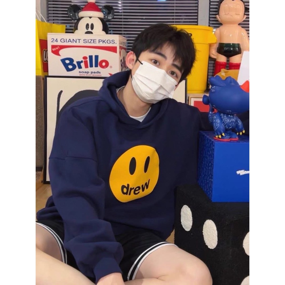 Drew House 胸前大笑臉重磅高街加絨連帽衛衣 情侶款（硅膠鑰匙扣）-細節圖2