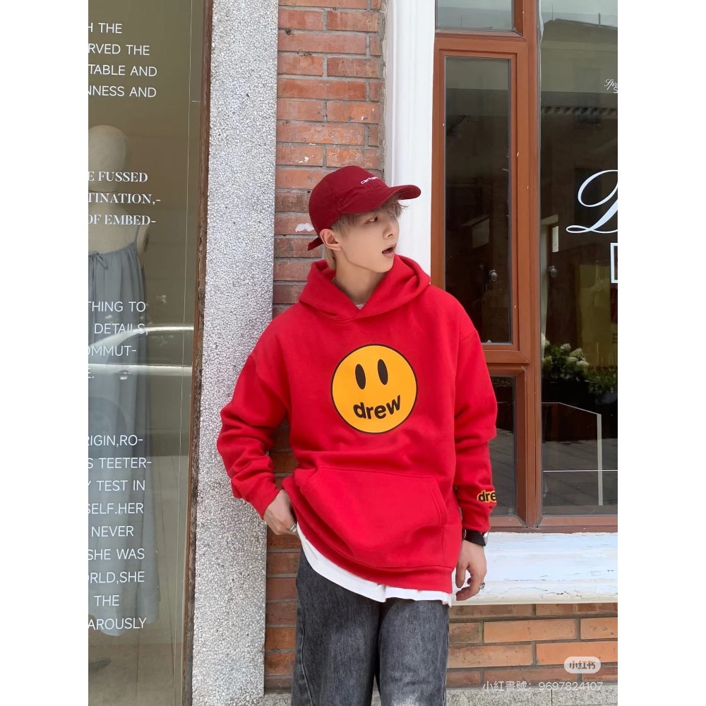Drew House 胸前大笑臉重磅高街加絨連帽衛衣 情侶款（硅膠鑰匙扣）-細節圖5