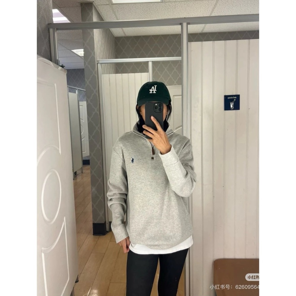 經典長青款#【下擺口袋設計】Ralph Lauren 小馬刺繡Logo 半拉鍊立領 加絨口袋衛衣 男女同款-細節圖2