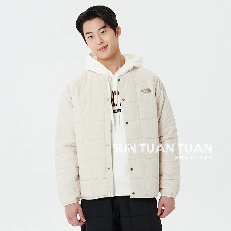 TNF三色無領日系內膽式極簡棉服外套-細節圖2