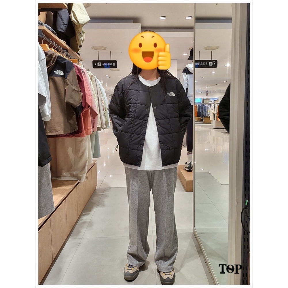 TNF三色無領日系內膽式極簡棉服外套-細節圖9
