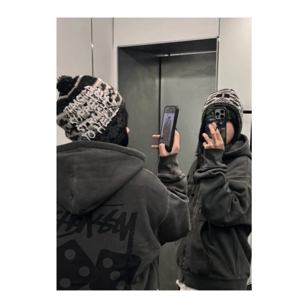 Stussy 骰子印花 水洗做舊日毛圈拉絨 拉鍊連帽衛衣外套 男女同款-細節圖5