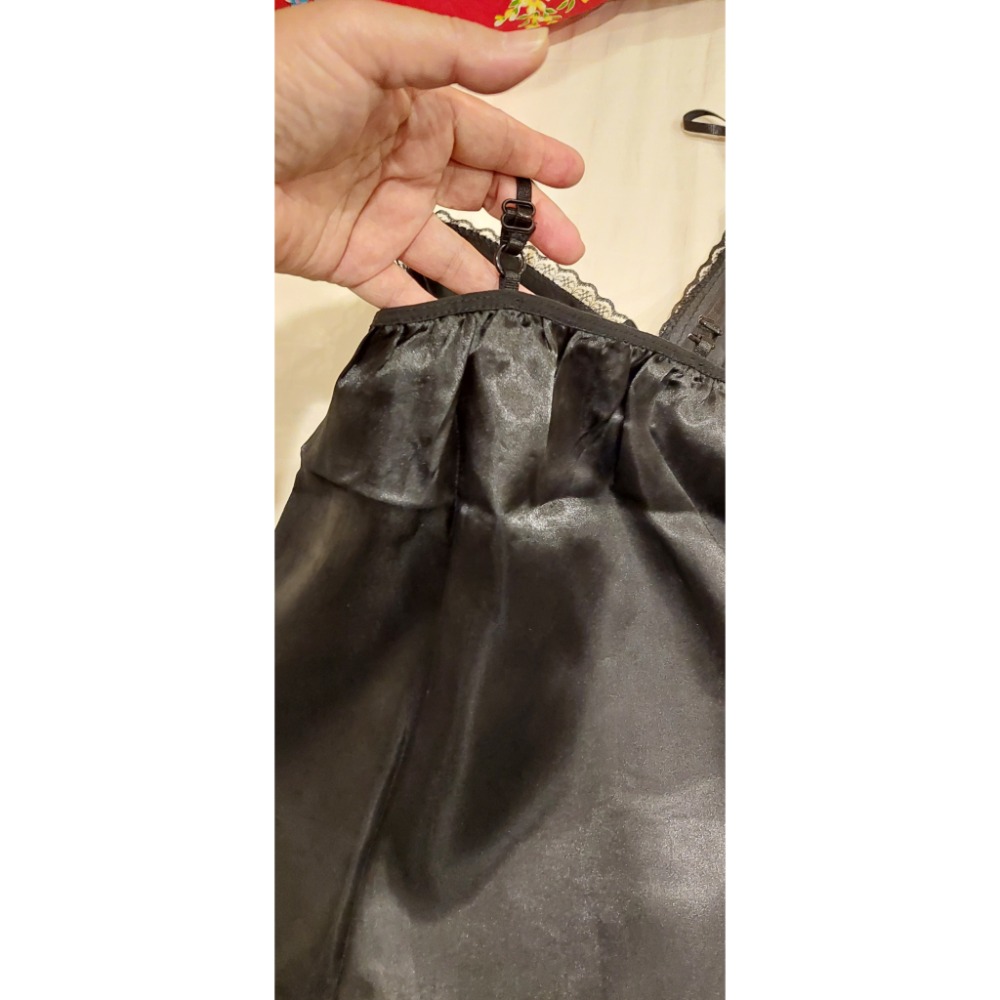 全新黑色冰絲睡衣L碼-細節圖5