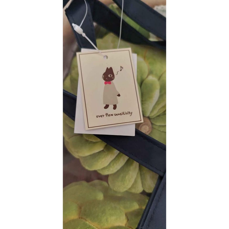 全新日本 over flow sensitivity 貓咪 短柄手提袋 便當袋 購物袋-細節圖3