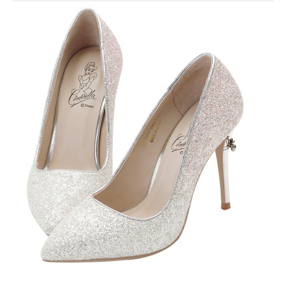 Gracegift公主系列婚鞋-仙度瑞拉燦爛漸層碎石跟鞋 粉紅 10公分 23.5（37）黃金尺寸(9成新)-細節圖9