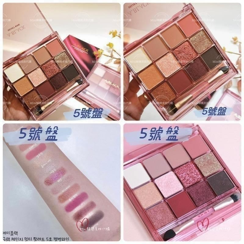 ☆mini韓國美妝代購☆ 韓國 CLIO 旗下 A.BLACK 經典多功能12色眼影盤 十二色眼影盤-細節圖4