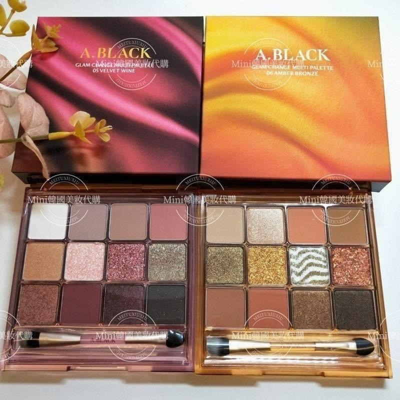 ☆mini韓國美妝代購☆ 韓國 CLIO 旗下 A.BLACK 經典多功能12色眼影盤 十二色眼影盤-細節圖6