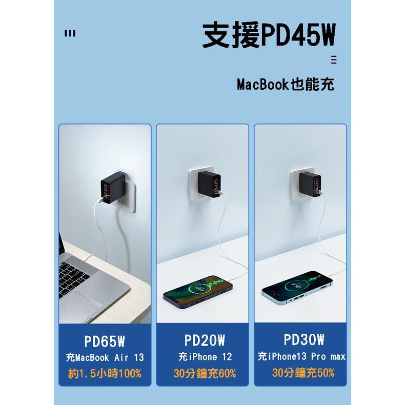 【EPN】3孔氮化鎵充電器 iPhone PD快充頭 筆電充電頭 平板充電 Type-C 65瓦充電器-細節圖4