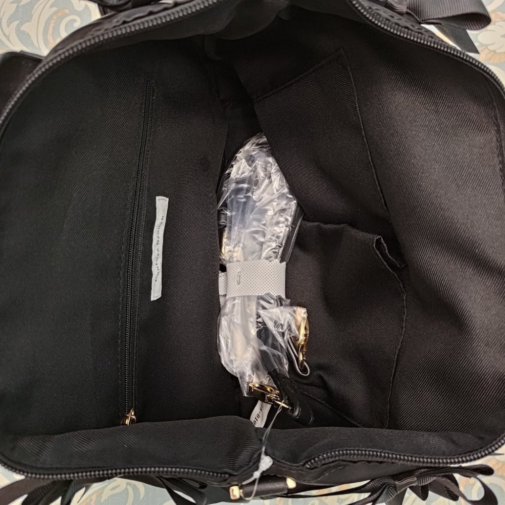 couture brooch 黑色蝴蝶結手提肩揹兩用包-細節圖3