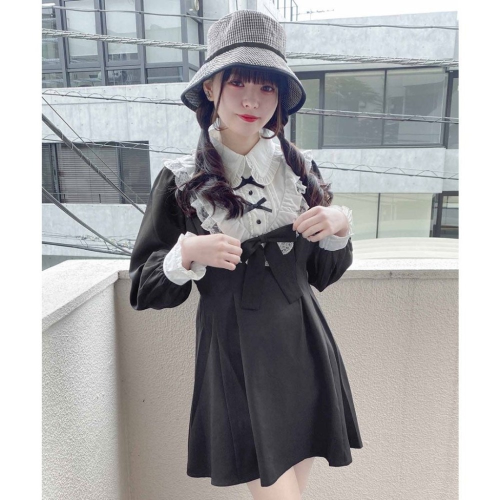 ROJITA 黑白蝴蝶結連身裙（附配件）-細節圖3