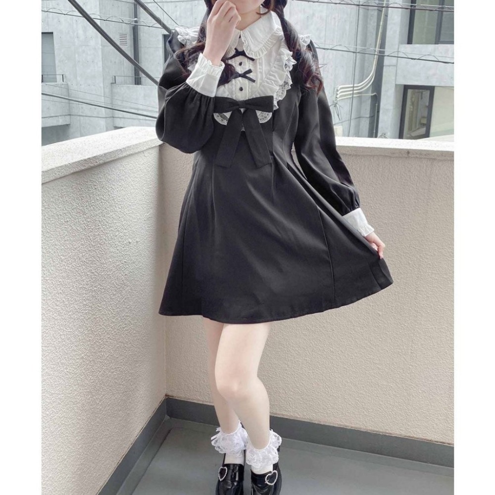 ROJITA 黑白蝴蝶結連身裙（附配件）-細節圖5