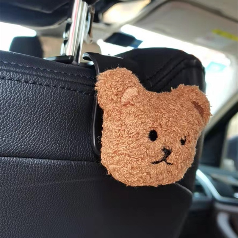 現貨｜汽車椅背掛勾 韓國小熊汽車掛勾 毛絨掛鉤 車用掛勾 掛鉤 收納置物掛勾 嬰兒用品收納 外出收納-細節圖5