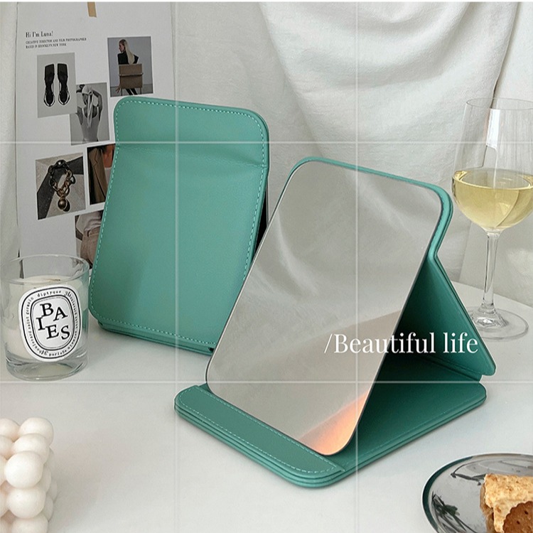 現貨｜桌面化妝鏡 防水 加厚可摺疊收納鏡 便攜化妝鏡 簡易梳妝鏡 檯式化妝鏡 歐式鏡子 化妝鏡 梳妝鏡 鏡子-細節圖2