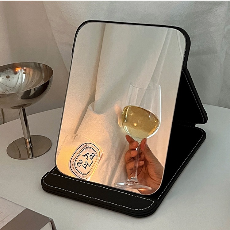 現貨｜桌面化妝鏡 防水 加厚可摺疊收納鏡 便攜化妝鏡 簡易梳妝鏡 檯式化妝鏡 歐式鏡子 化妝鏡 梳妝鏡 鏡子-細節圖3