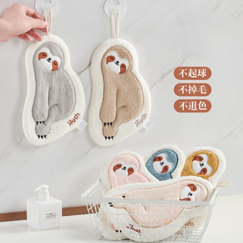 現貨｜樹懶擦手巾 樹懶抹布 三層加厚吸水抹布 廚房抹布 不掉毛加厚抹布 擦手帕 兒童擦手巾 廚房擦手巾-細節圖3