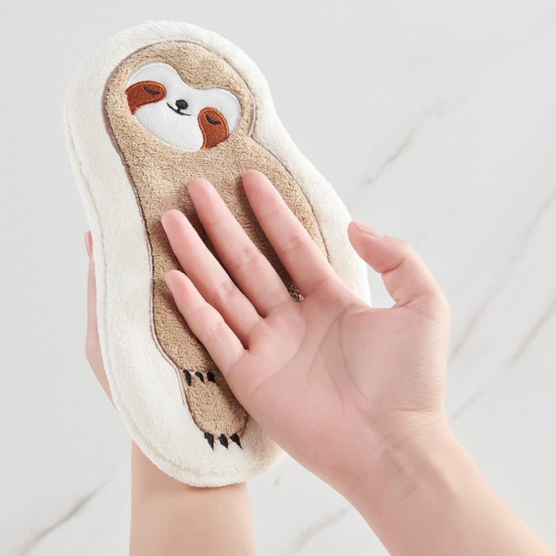 現貨｜樹懶擦手巾 樹懶抹布 三層加厚吸水抹布 廚房抹布 不掉毛加厚抹布 擦手帕 兒童擦手巾 廚房擦手巾-細節圖8