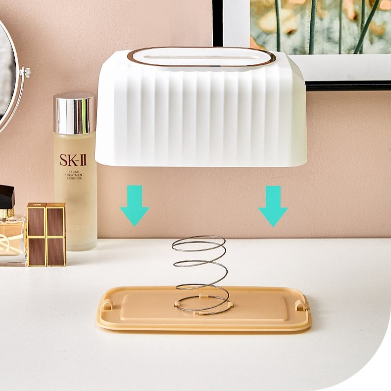 現貨｜北歐面紙盒 輕奢簡約金邊面紙盒 升降紙巾盒 彈簧衛生紙盒  收納盒 自動紙巾收納 客廳 飯店 車用-細節圖8