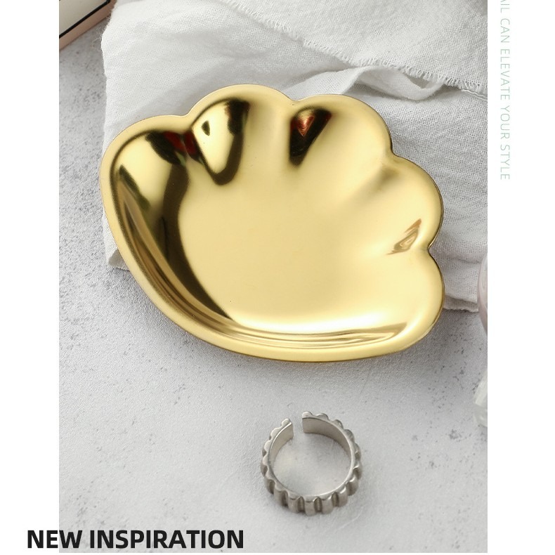 現貨｜北歐風 輕奢質感貝殼造型不銹鋼收納盤 飾品戒指收納盤 桌上雜物收納 玄關客廳裝飾 鑰匙雜物收納 收納盤-細節圖5