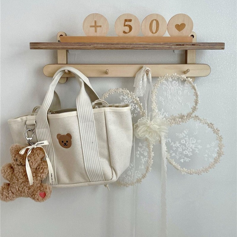 韓國手提包 小熊媽媽包 格紋媽媽包 包中包 散步手提袋 媽媽包 帆布包 外出輕便多功能手提包 溜娃母嬰包 上班包-細節圖10