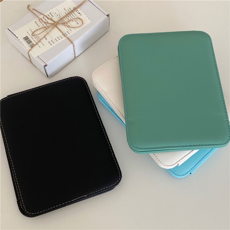 現貨｜皮革摺疊立鏡 防水化妝鏡 加厚可摺疊收納鏡 便攜化妝鏡 簡易梳妝鏡 檯式化妝鏡 歐式鏡子-細節圖5