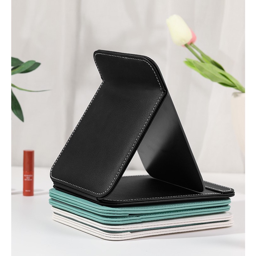 現貨｜皮革摺疊立鏡 防水化妝鏡 加厚可摺疊收納鏡 便攜化妝鏡 簡易梳妝鏡 檯式化妝鏡 歐式鏡子-細節圖8