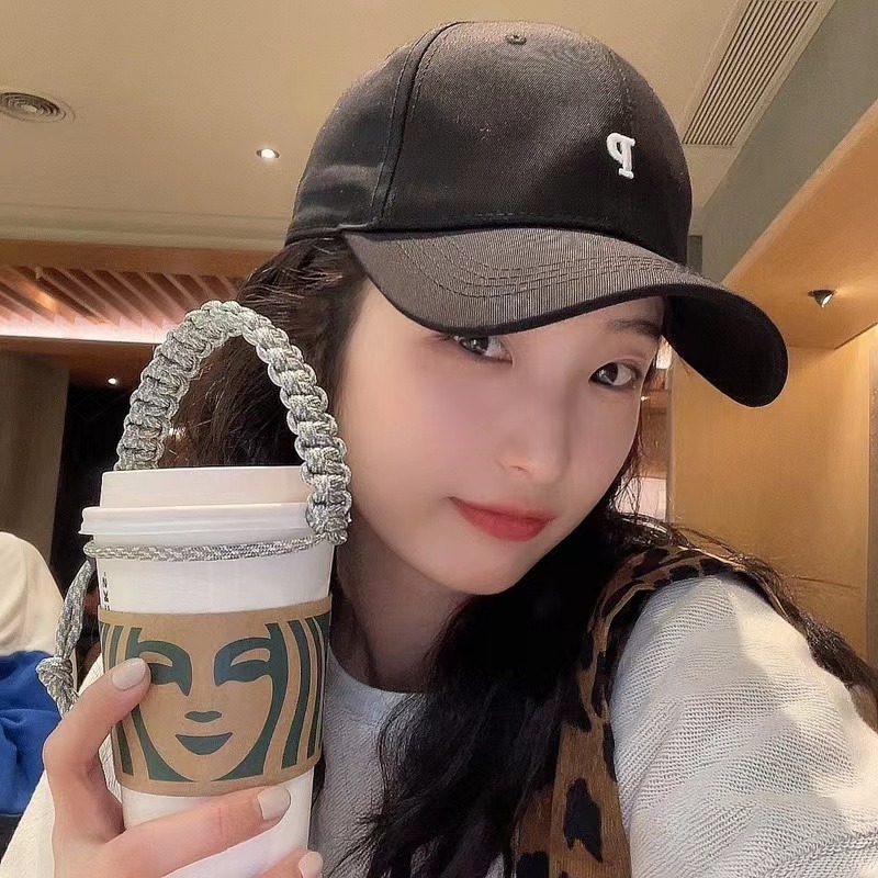 現貨｜手作編繩飲料水杯提繩 飲料提繩 可扣式飲料提袋掛繩 防滑飲料杯套 彈跳杯保溫瓶行李掛環求生手環 星巴克-細節圖2