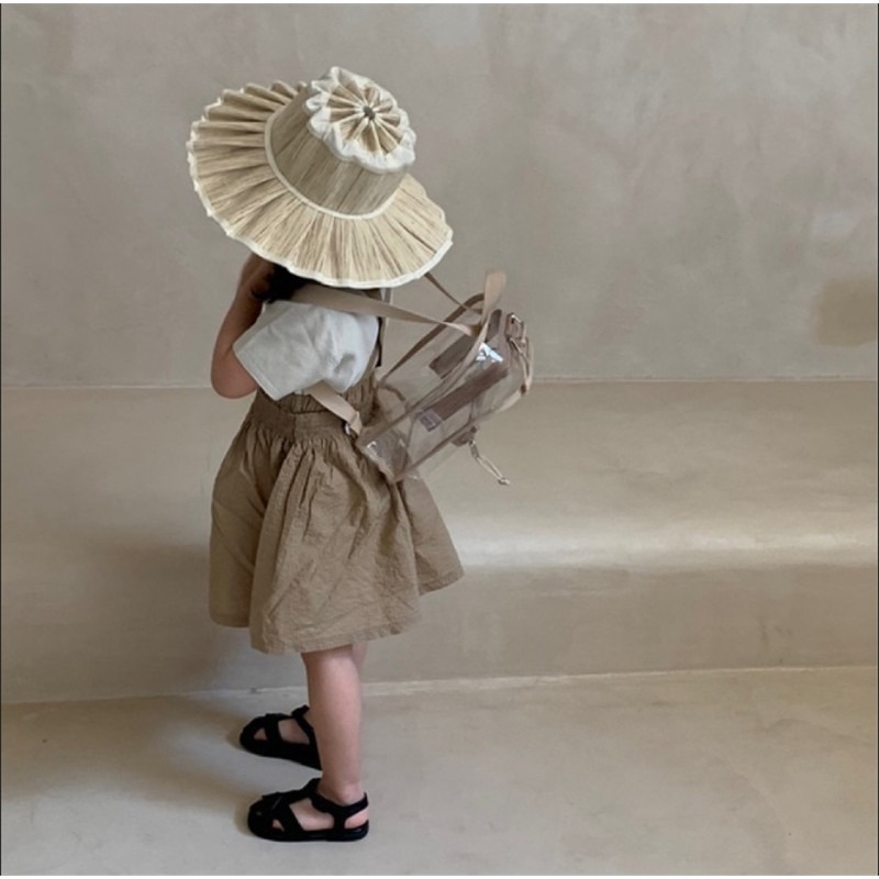 現貨｜韓國ins 沙灘包 奶茶後背包 透明 包包 拉鍊包 雙肩包 透明 防水 兒童包 幼兒園 果凍包-細節圖3