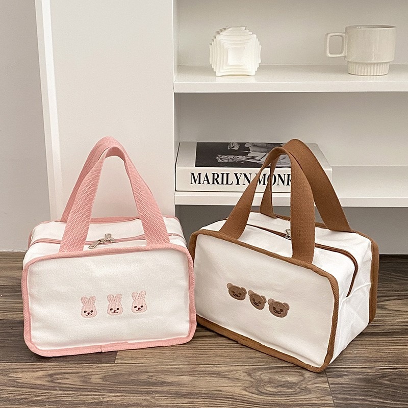 現貨｜媽媽手提包 兒童餐袋 幼稚園餐袋 野餐袋 小熊餐袋 保冰便當袋 三色碗 便當袋 幼兒園餐具袋 野餐袋 外出保溫-細節圖2