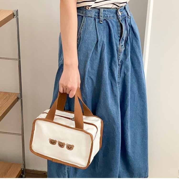 現貨｜媽媽手提包 兒童餐袋 幼稚園餐袋 野餐袋 小熊餐袋 保冰便當袋 三色碗 便當袋 幼兒園餐具袋 野餐袋 外出保溫-細節圖6