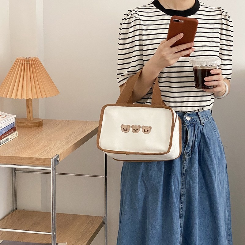 現貨｜媽媽手提包 兒童餐袋 幼稚園餐袋 野餐袋 小熊餐袋 保冰便當袋 三色碗 便當袋 幼兒園餐具袋 野餐袋 外出保溫-細節圖7