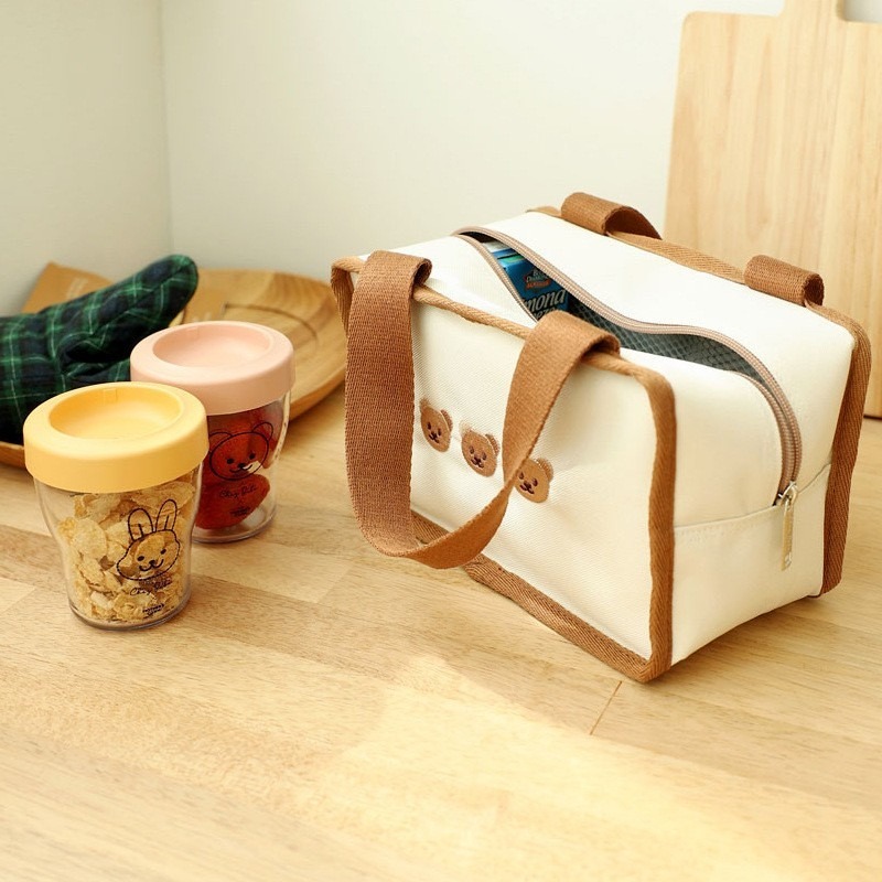 現貨｜媽媽手提包 兒童餐袋 幼稚園餐袋 野餐袋 小熊餐袋 保冰便當袋 三色碗 便當袋 幼兒園餐具袋 野餐袋 外出保溫-細節圖10