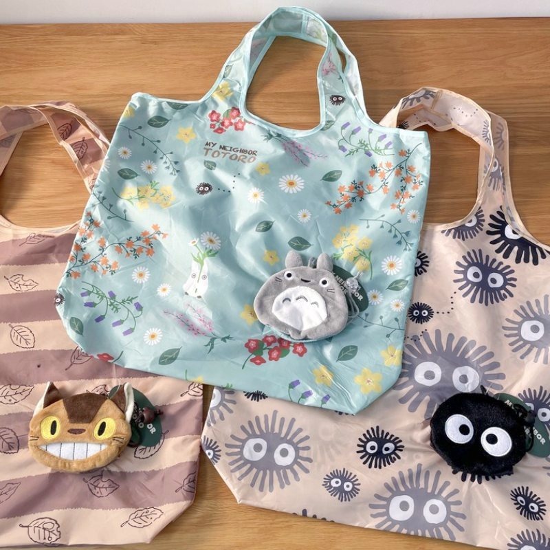 現貨｜宮崎駿 宮崎駿週邊 環保袋 龍貓 龍貓環保袋 手提袋 龍貓購物袋折疊收納單肩包大容量超市便攜環保袋購物袋-細節圖5