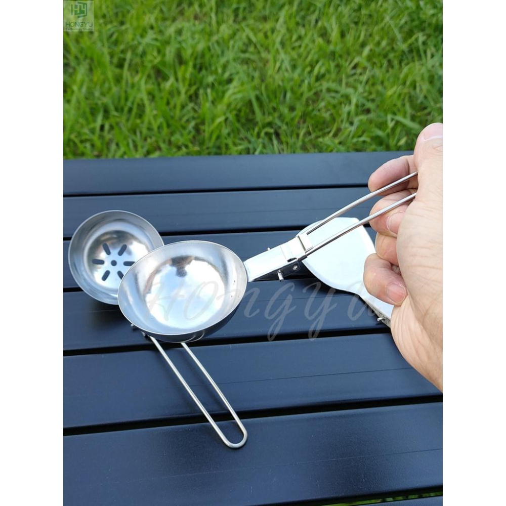 台灣出貨 戶外 不銹鋼 鍋鏟 可折疊鏟子 湯匙 鍋鏟便攜 廚房用品 燒烤 野炊 工具-細節圖3